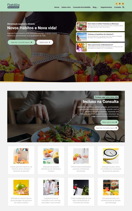 Modelo de site para Nutricionistas e Clínica ou Consultório de Nutrição
