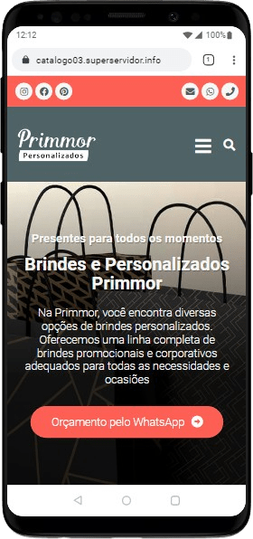 Modelo de site com Catálogo para empresas de brindes personalizados e brindes corporativos
