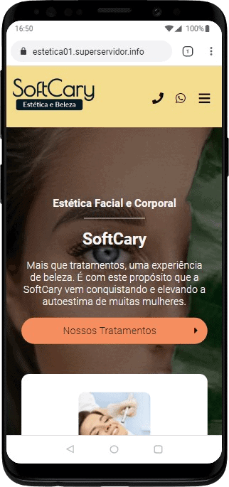 Página inicial pelo celular