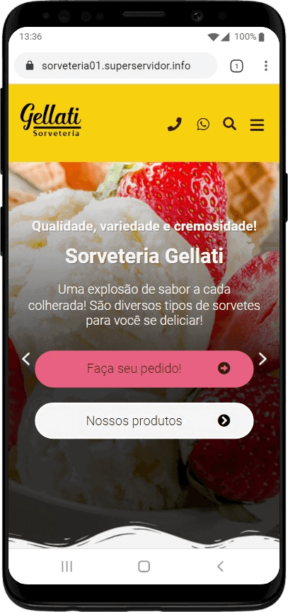 Projeto de site criado para sorveterias